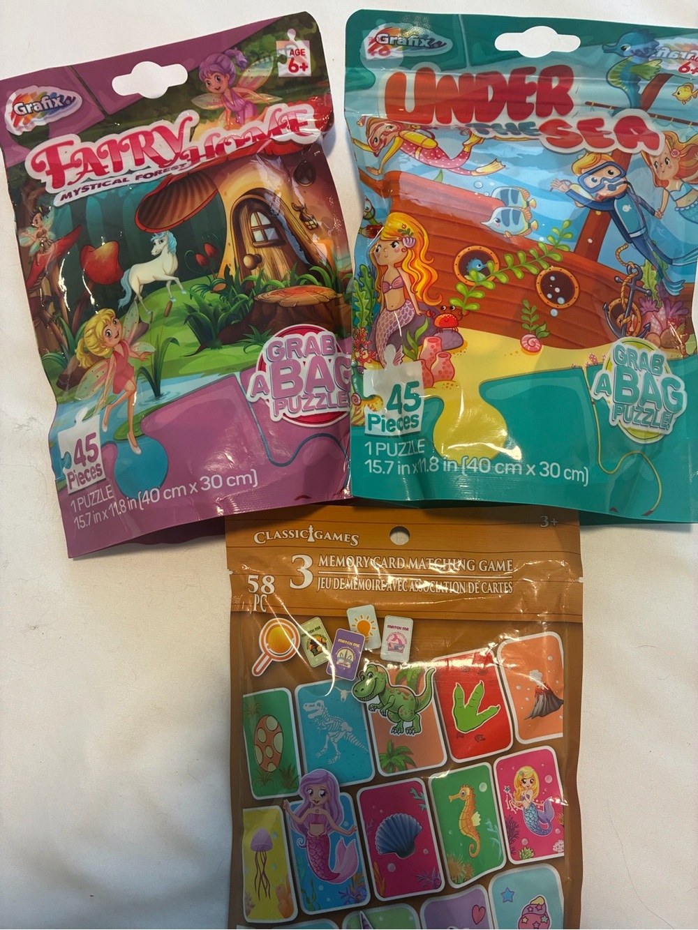 Grab A Bag Puzzle - Fairy & Under the Sea (Pink, Teal)
